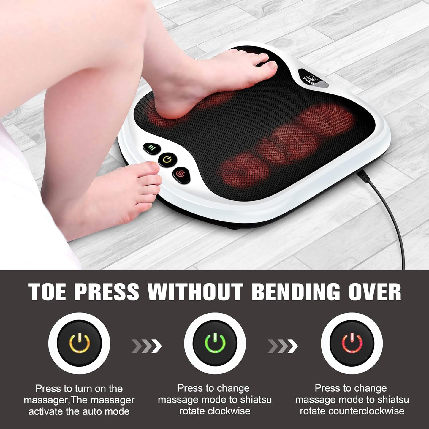 Snailax 2-in-1 Shiatsu Foot and Back Massager with Heat - Kneading Foot Warmer, Electric Feet Massage, Massagers for Back,Leg, Gift for Women Men