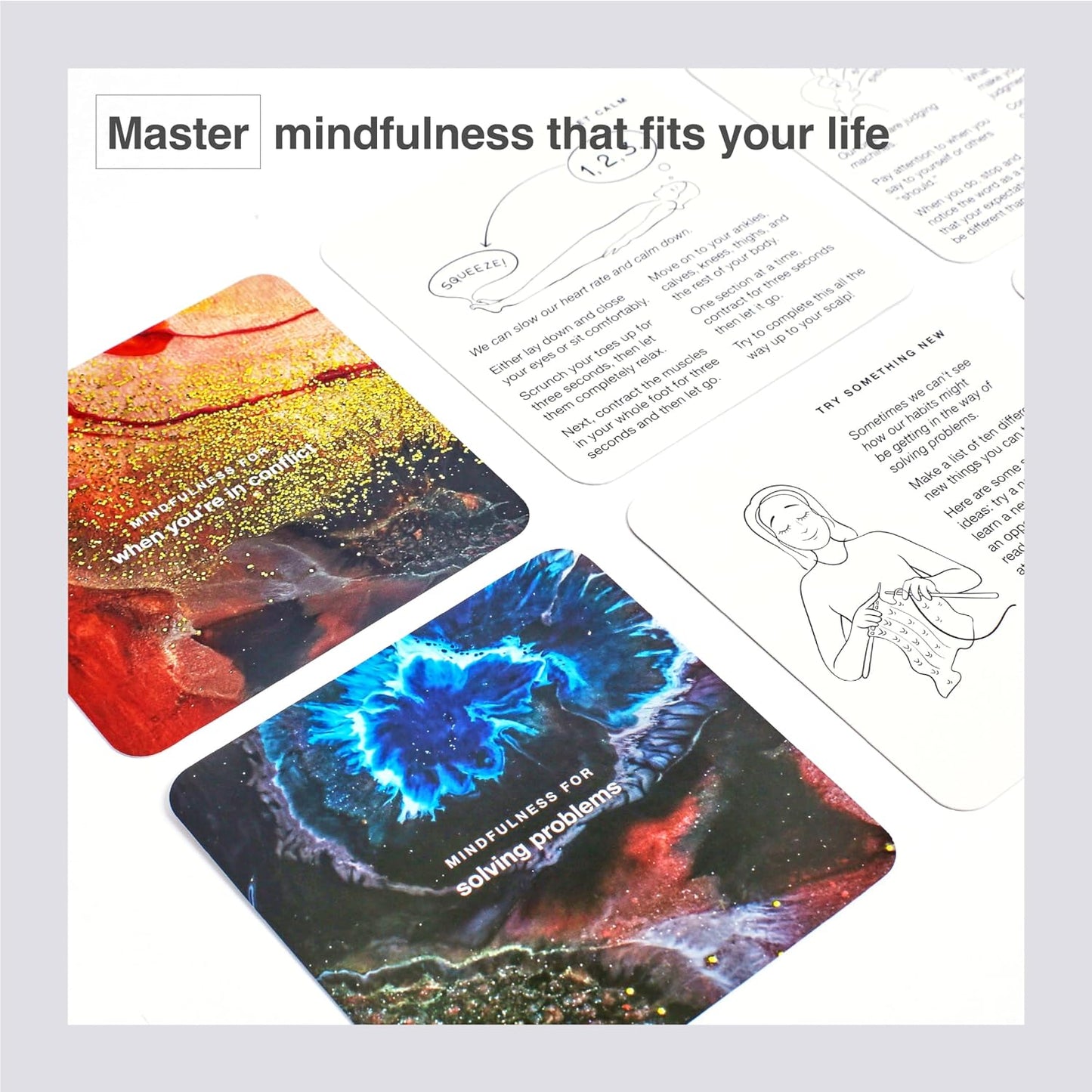 Mindfulness Cards | 48 Research-Backed Techniques for Real-Life Situations | Emotional Intelligence, Growth Mindset, Conflict Resolution, & Daily Mindfulness