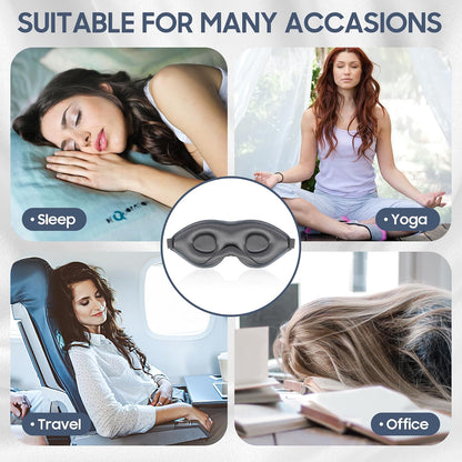 22mm Mulberry Silk Sleep Mask,3D Lash Friendly Eye Mask Adjustable Gray