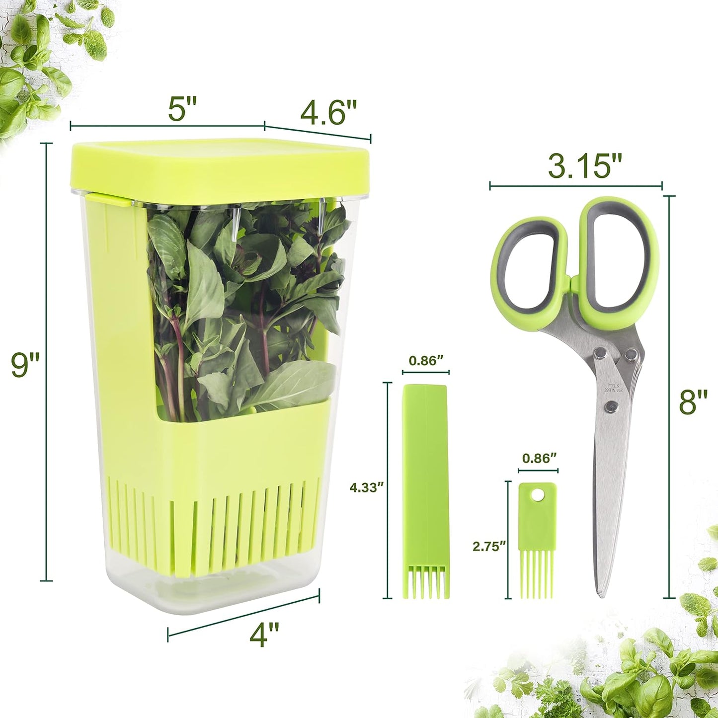 LUVCOSY 3 Pack Herb Keeper, BPA-Free Plastic Herb Saver with an Inner Basket for Cilantro, Mint, Parsley, and Asparagus, Keeps Fresh Herbs for 3 Times Longer