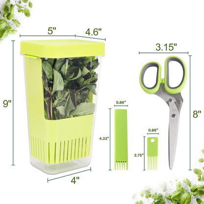 LUVCOSY 3 Pack Herb Keeper, BPA-Free Plastic Herb Saver with an Inner Basket for Cilantro, Mint, Parsley, and Asparagus, Keeps Fresh Herbs for 3 Times Longer