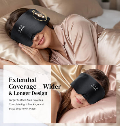 LC-dolida 3D Silk Bluetooth Sleep Mask, Mulberry Silk Sleep Mask with Bluetooth Headphones, Bluetooth Eye Sleep Mask for Side Sleepers, Total Blackout Bluetooth Eye Mask for Women Men, Black