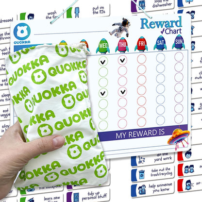 Magnetic Chore Chart for Kids - Reward Behavior Chart for Kids at Home | Dry Erase Morning Routine Schedule Board - Responsibility Star Chart for Toddlers 3-5 - 48 Magnets and 49 Stars