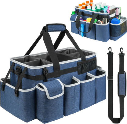 Cleaning Caddy Bag,Large Cleaning Supplies Organizer with Handle for Housekeepers,Purple