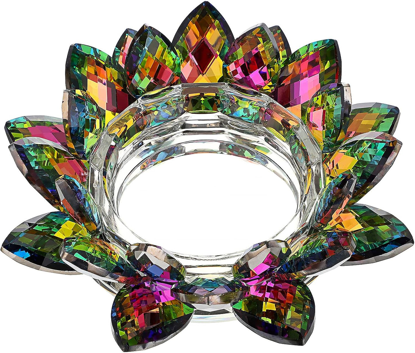 OwnMy Crystal Lotus Flower Candle Holder for Pillar Candles up to 3 Inch | Clear Lotus Flower Pillar Candle Holder Tea Light Holder, Glass Lotus Petal Votive Candle Stand for Wedding Party Home Decors