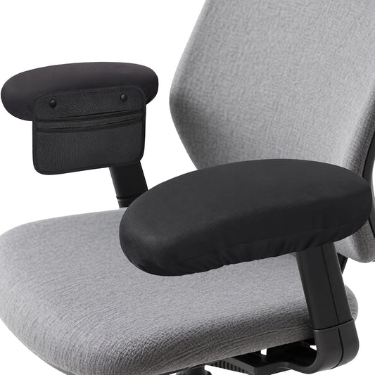 Virelis Ergonomic Office Chair Armrest Covers (Set of 2) - Soft Foam Arm Rest Pads for Elbow & Forearm Pressure Relief - Universal Stretch Fit for Gaming & Office Chairs, Black