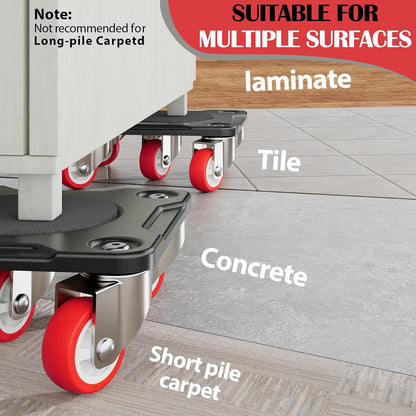 ONEON Heavy Duty Furniture Movers with Wheels Dolly with Auxiliary Lifter, All-New Upgraded Carbon Steel Panels & Dual-Wheeled Casters, Supports up to 1650 lbs (L)