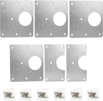 6 Pack 1mm Heavy Duty Cabinet Hinge Repair Plates, Stainless Steel Kit for Stripped Cupboard Door Hinges, 6 Large with 36 Screws, Kitchen Bathroom Furniture Fix
