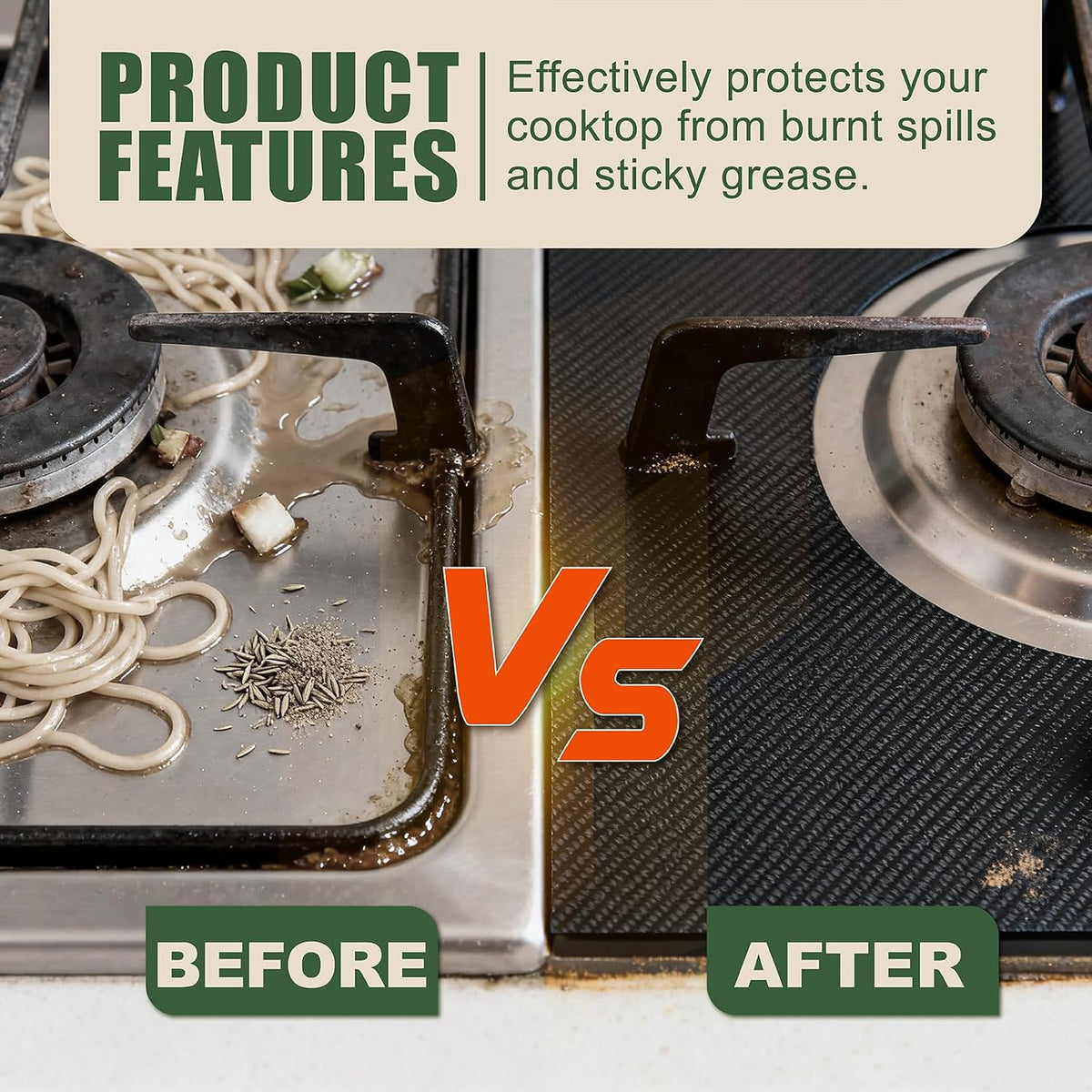 Stove Top Covers for Gas Burners,Non-Stick Stove Guard, Samsung Gas Stove, Reusable Stove Covers (Black)