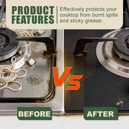 Stove Top Covers for Gas Burners,Non-Stick Stove Guard, Samsung Gas Stove, Reusable Stove Covers (Black)