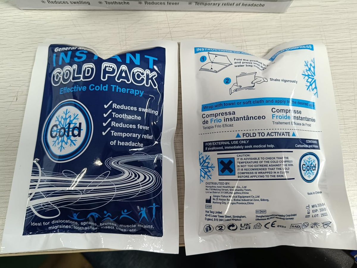 General Medi Instant Ice Cold Pack (4”x 5.5”) – 25 Packs Disposable Cold Therapy Ice Packs for Pain Relief, Swelling, Inflammation, Sprains, Toothache – for Athletes & Outdoor Activities