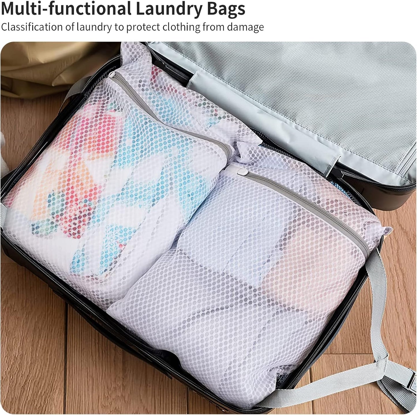 10 Pack Mesh Laundry Bags for Delicates with Non Rust Zipper- MDSXO White Laundry Bags Mesh Wash Bags, Easy Fit Bra, Sock,Lingerie,Sneaker,Baby Laundry for Washing Machine Travel Storage[1XL/3L/3M/3S]