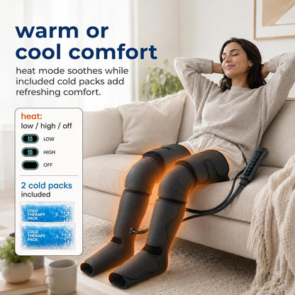 SereneLife Air Compression Leg Massager, Full Leg Massager with Heat and Compression, Ice Pack, Portable and Adjustable with 6 Modes 3 Vibrations 3 Intensities, 11 Airbags for Thigh Calf Foot Massage