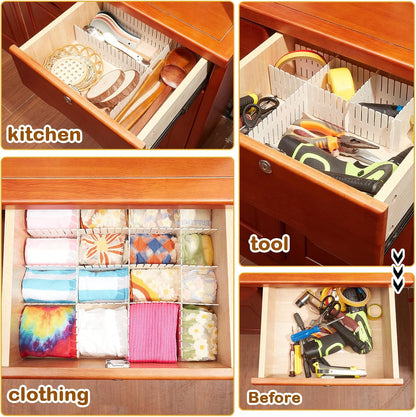 Vesici 80 Pcs Drawer Dividers Adjustable Plastic Organizer DIY Separators Storage Dividers for Socks, Underwear, Makeup, Tidy Kitchen, Bedroom, Dresser(Black)