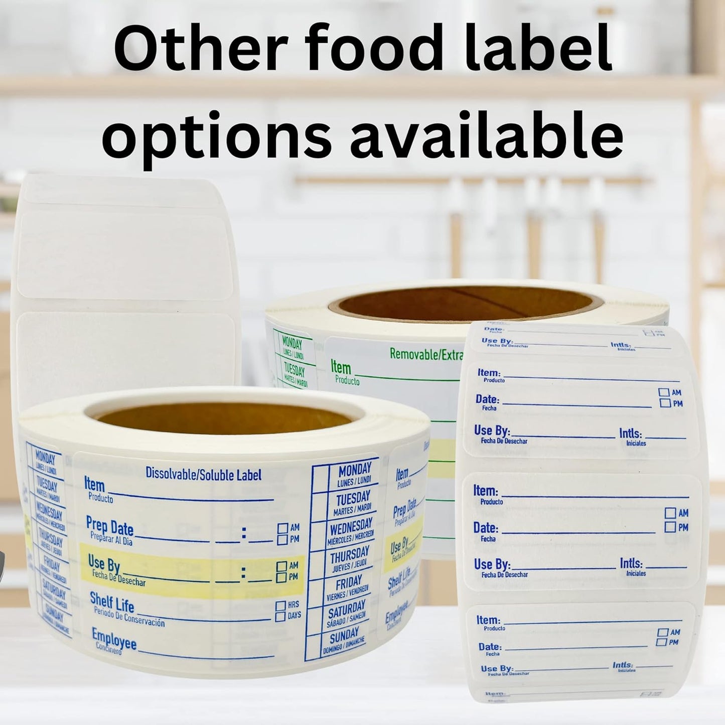 2x1 Dissolvable Food Labels, 1000 Food Container Stickers, Blue | Ideal for Fridge Freezer & Pantry, Organize Prepped Meals & Leftovers Easily, Adheres Well, Dissolves Fast with Zero Residue