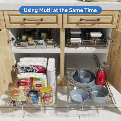ROOMTEC Pull Out Cabinet Organizer, Pull Out Shelves 5½" W x 21½" D, Heavy Duty Cabinet Drawers Slide Out Kitchen Organizers Storage Shelf