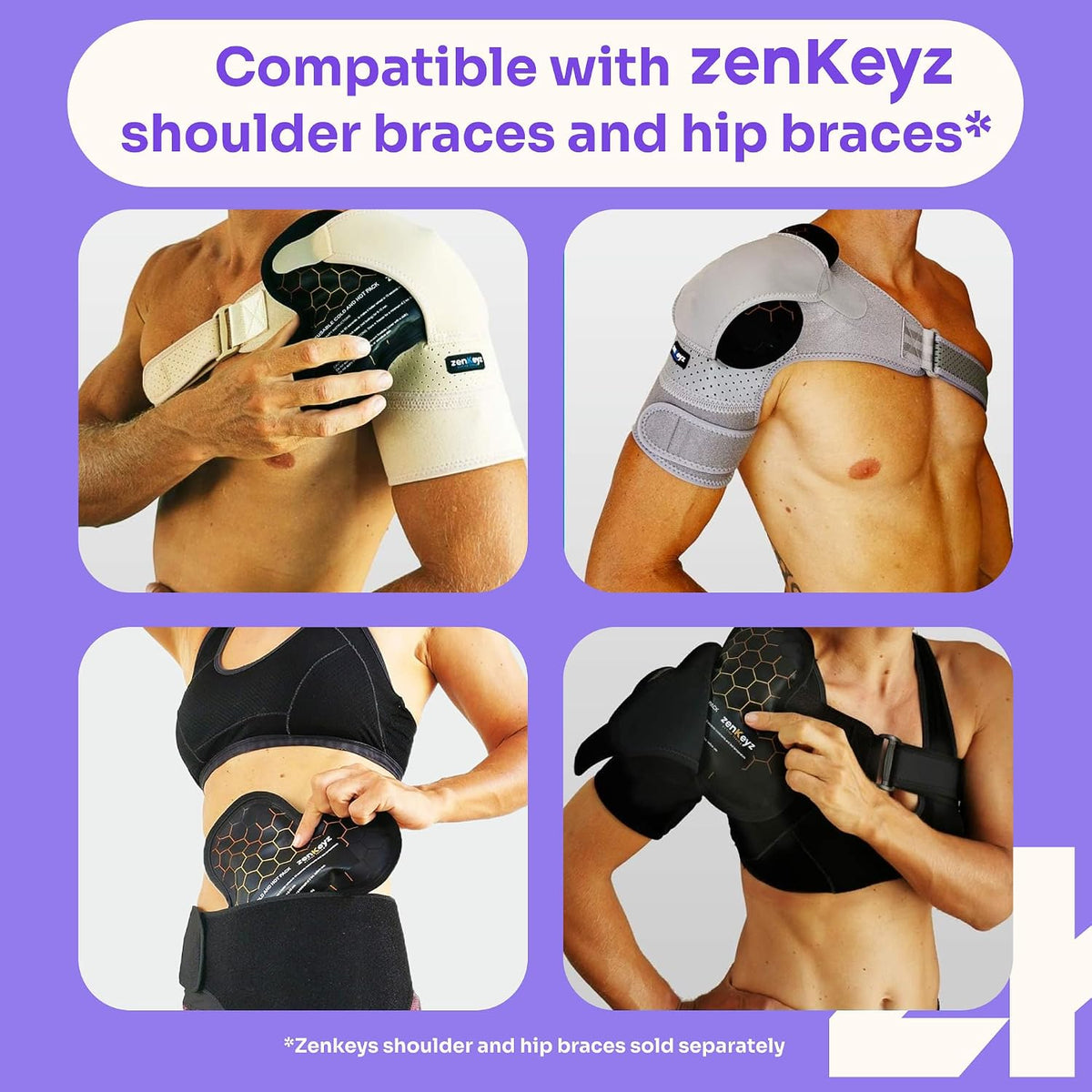 ZENKEYZ Reusable Gel Shoulder Ice Pack - 8x10 in, Black