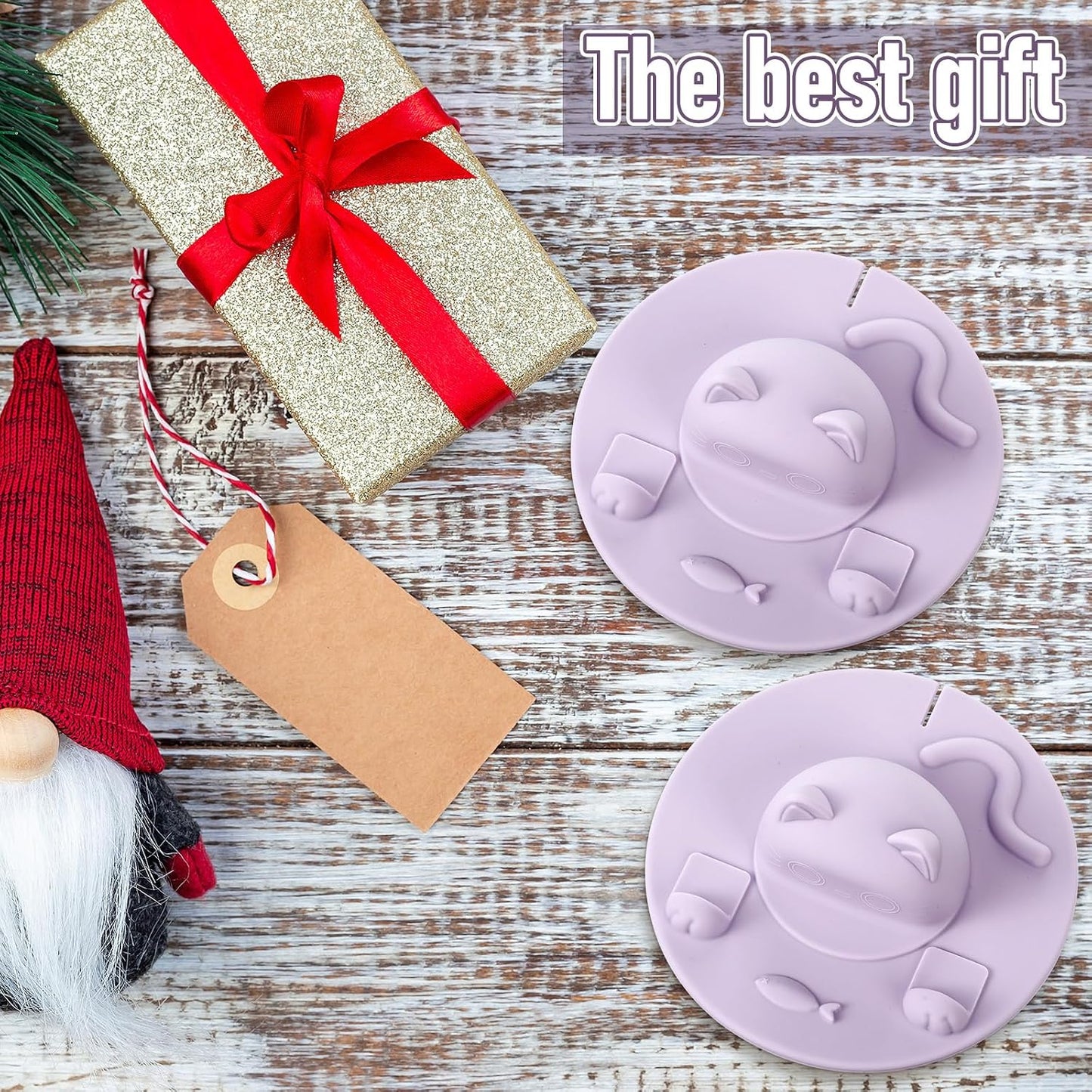 4 Pcs Tea Bag Squeezer 4 Inch Silicone Tea Bag Holder & Squeezer Dishwasher Safe Purple Cute Cat-shaped Cup Silicone Lids Warm Cover Supplies