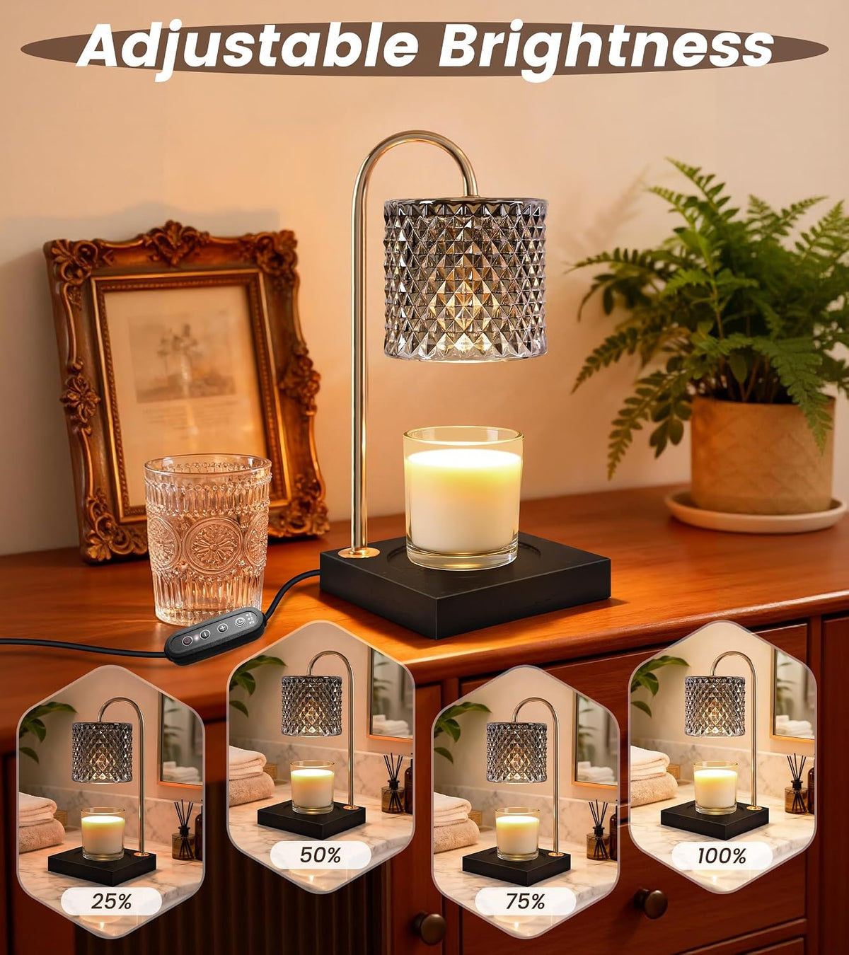 TigQiang Candle Warmer Lamp with Timer, Birthday Gifts for Women, Amber