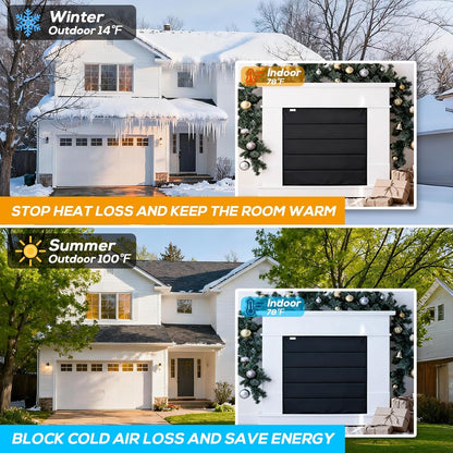 PAWBOSE Magnetic Fireplace Cover - Stop Heat Loss & Keep Drafts Out with Built-in 12 Strong Magnets for Iron Fireplace Frame, 39x32 Inch