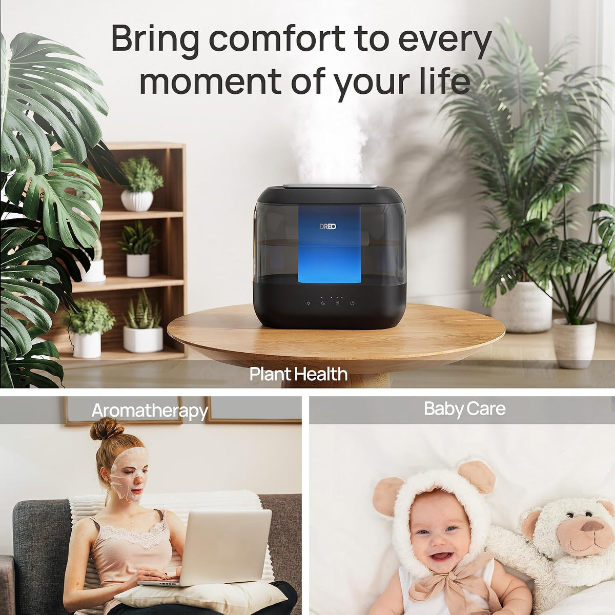 DREO 4L Humidifiers for Bedroom, 36H Runtime, 28 dB Quiet, HM311