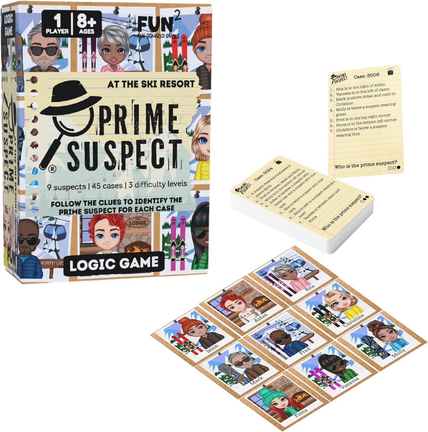 Prime Suspect Logic Game with 45 Case Cards | Single Player or Group Play | Ages 8+ | Compact Brain Teaser Game | Detective Game (Prime Suspect: Original)