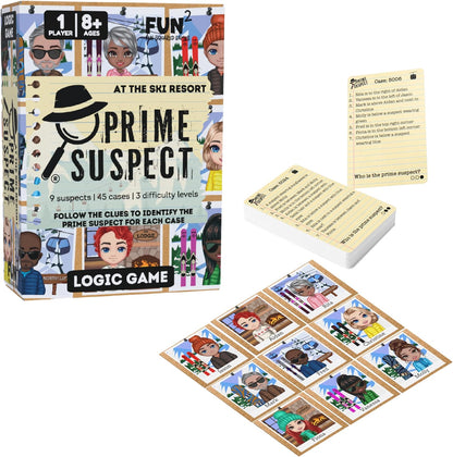 Prime Suspect Logic Game with 45 Case Cards | Single Player or Group Play | Ages 8+ | Compact Brain Teaser Game | Detective Game (Prime Suspect: Original)