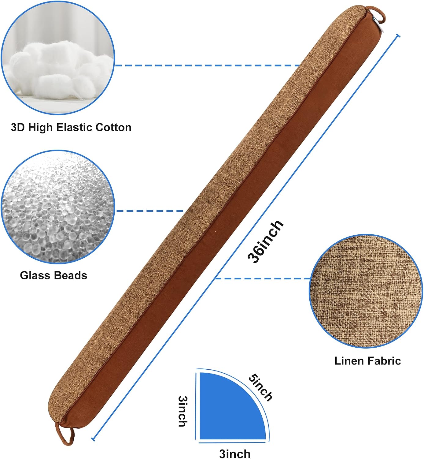 NABOWAN Weighted Door Draft Stopper — Triangular Under-Door Gap Filler for Gaps up to 3", Wind Noise Blocker, Energy Saver for Home Room Essentials, 32 Inch Gray