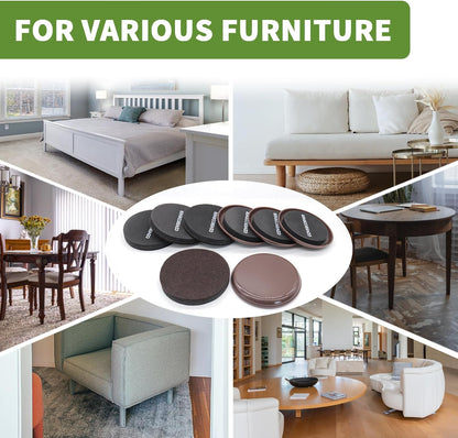 Furniture Sliders for Carpet and Hardwood, 8 PCS 3 1/2", Brown | Furniture Sliders for Hardwood Floors, Sliders for Moving Furniture, Furniture Movers Sliders, Combo Pack, Square