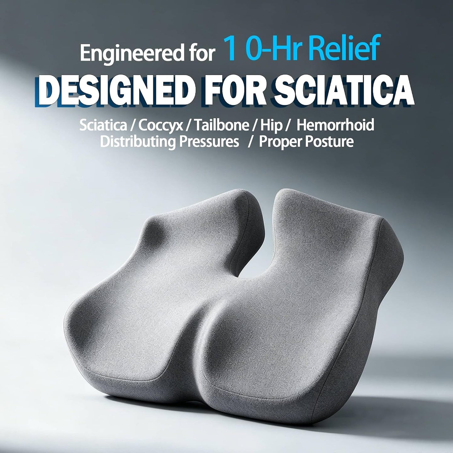 Extra Large Seat Cushion for Sciatica & Tailbone Pain – Pressure Relief Coccyx Cushion for Office Chair, Car Seat, Wheelchair, and Long Sitting – Sciatica Pain Relief Pillow