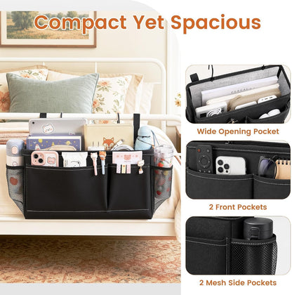 Fab totes Bedside Caddy for Dorm Bed, Bedside Storage Bag Hanging Organizer