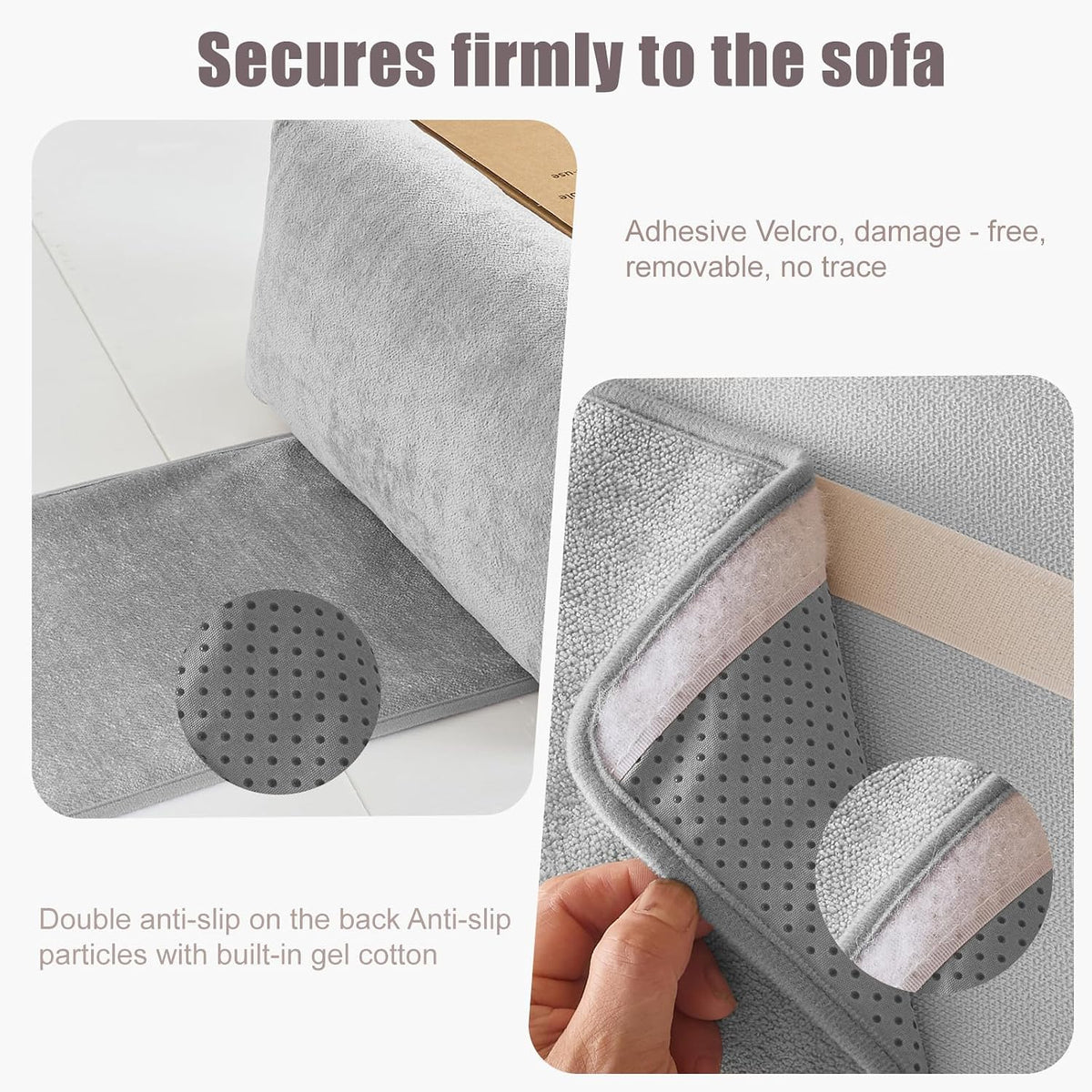 Chenille Neck Pillow for Sofa - Adjustable Headrest, Non-Slip Neck Support Cushion for Pain Relief, Comfortable Chair Pillow, Gray