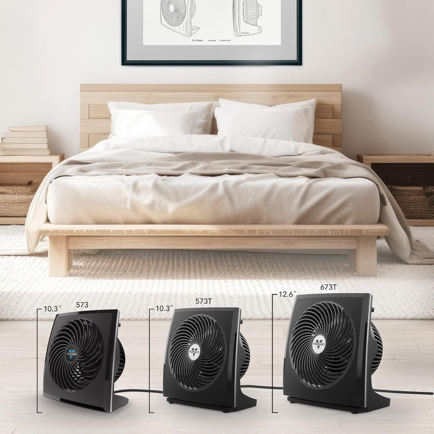 Vornado 573T Small Room Air Circulator Fan with Pivoting Head, Easy Clean Removable Grille, 3 Speed Settings, Black