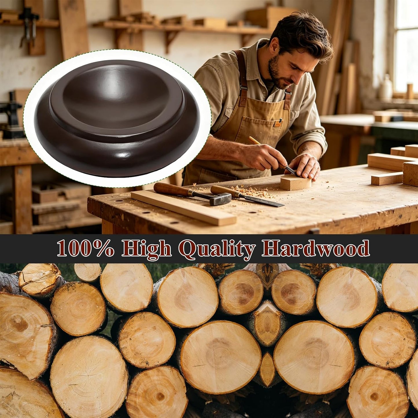 Piano Caster Cups Furniture Pads Upright Piano Caster Cups Wood Coasters Cups Floor Protectors for Furniture Furniture Floor Protectors (Walnut, 4)