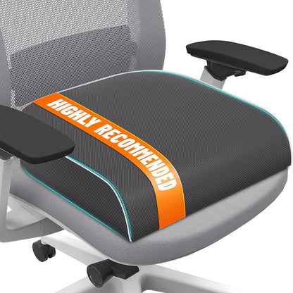 SweetSlubr Seat Cushion, Chair Pad, Memory Foam Large Cushion | Office Chair Cushion for Tailbone Pain Relief, Non-Slip Cover, Soft Support for Office Chair, Car Seat, Airplane,Large/Black