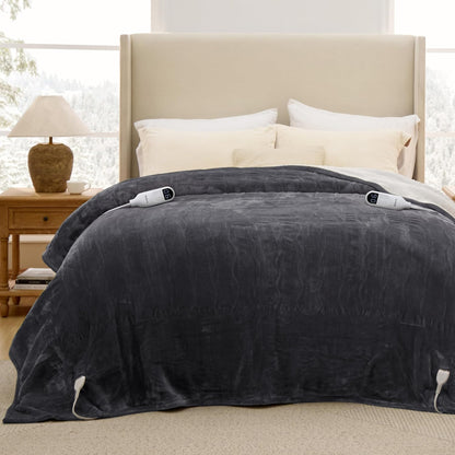 Bedsure Heated Blanket Throw Blanket with Preheat Function - Fast Heating Electric Blanket, Soft Flannel Throw with 6 Time Settings(Up to 10H), 6 Heating Settings, Gifts for Grandma (50"x60", Grey)