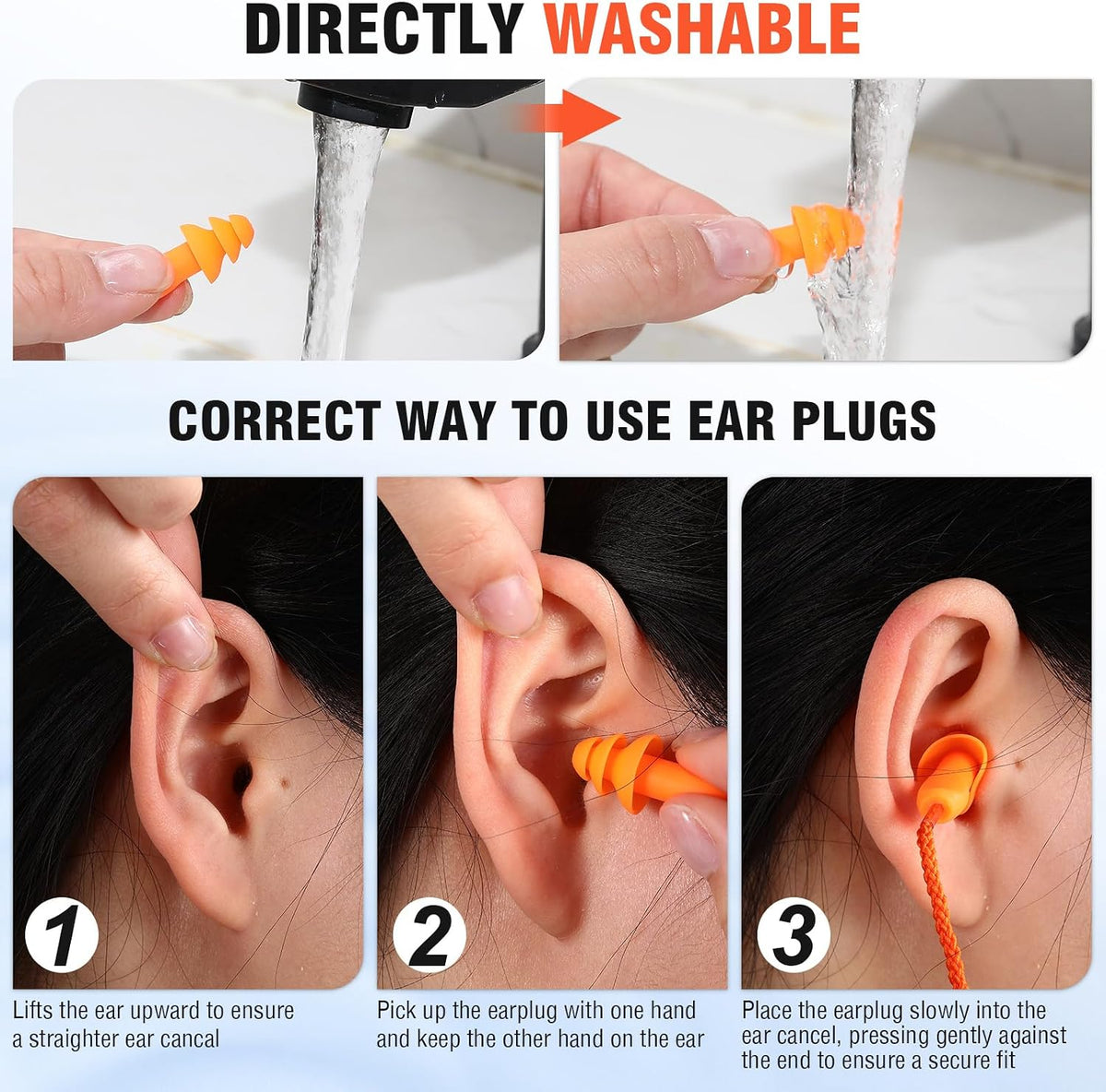 Tondiamo 200 Pairs Ear Plug Bulk with Cord Reusable Silicone, Fresh