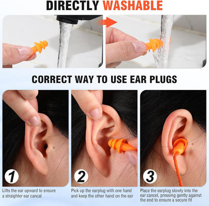 Tondiamo 200 Pairs Ear Plug Bulk with Cord Reusable Silicone, Fresh