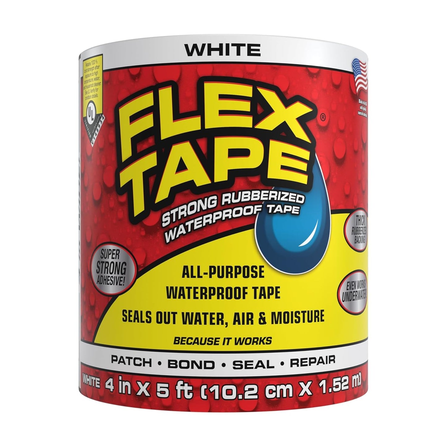 Flex Tape, Original Thick Flexible Rubberized Waterproof Tape - Seal and Patch Leaks, Works Underwater, Indoor Outdoor - Home RV Roof Plumbing and Pool Repairs, Clear, 4 in x 5 ft, Pack of 1