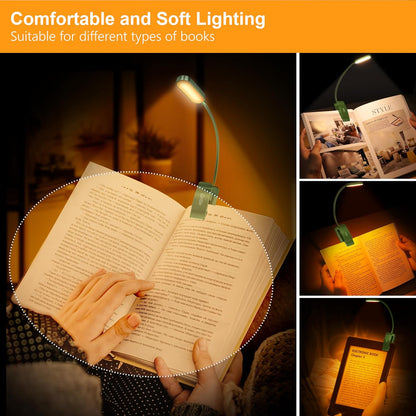 Gritin 16 LED Rechargeable Book Light for Reading in Bed | Eye Caring 3 Color Temperatures,Stepless Dimming Brightness,80 Hrs Runtime,Lightweight Flexible Clip on Light for Book Lovers