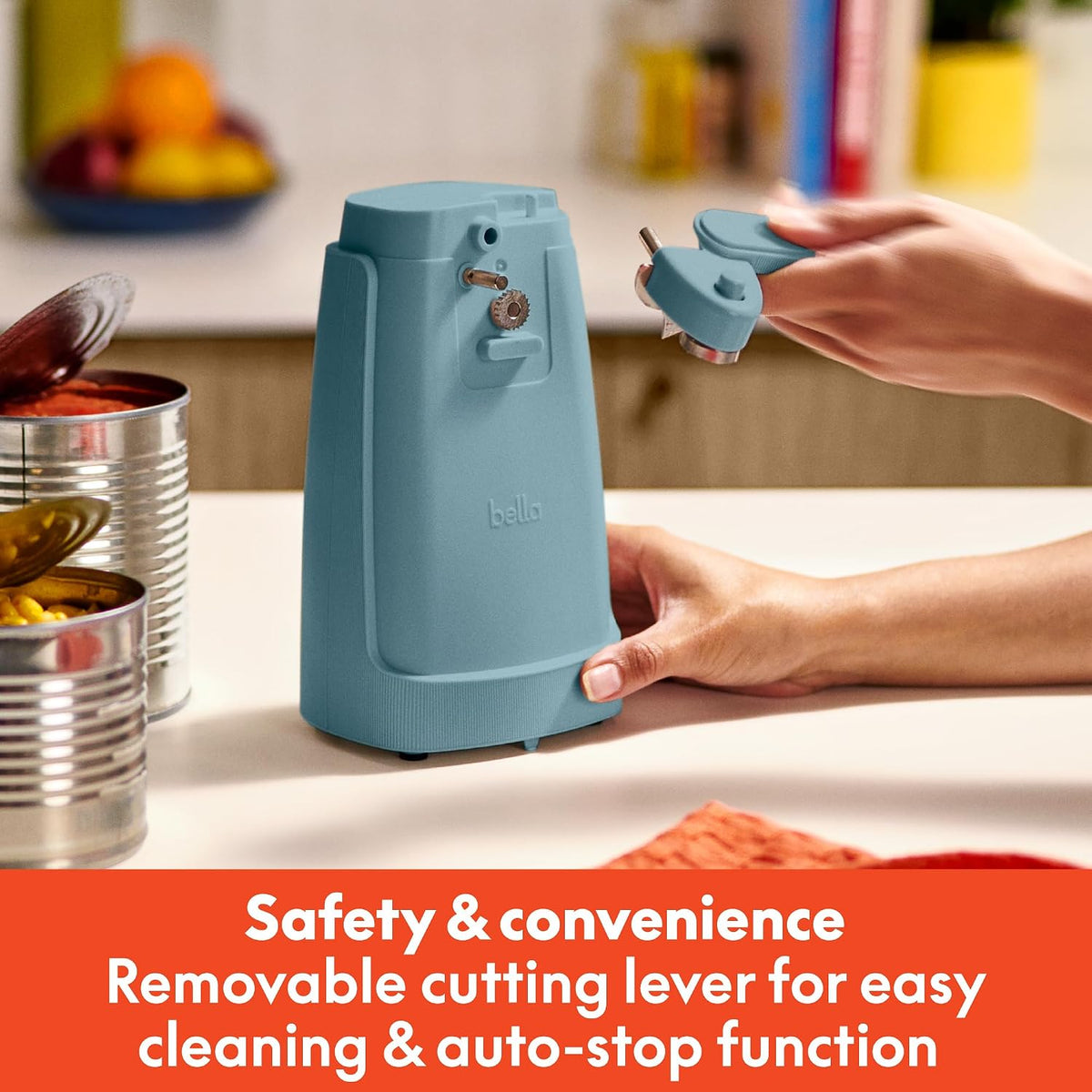 bella Electric Can Opener and Knife Sharpener, Black