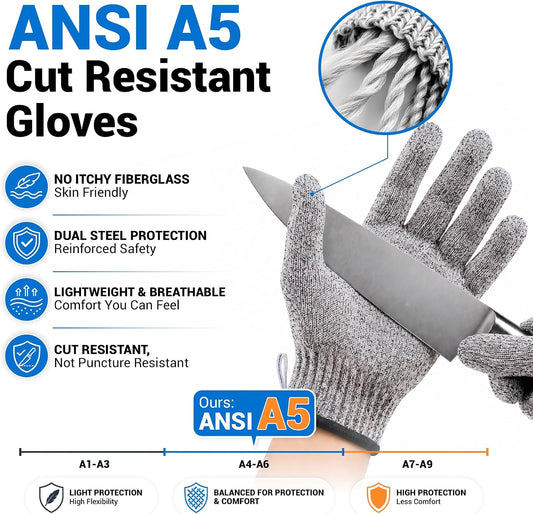 A5 Cut Resistant Gloves, Food Grade Kitchen Safety Gloves