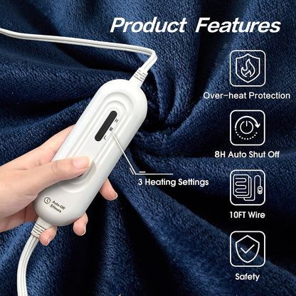 Tefici Heated Blanket Throw,Ultra Soft 2-Layer Flannel Electric Blanket