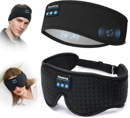 2-Pack Sleep Headphones & 3D Sleep Mask Set, Sleep Headband Headphone & Wireless Eye Mask with Ultra-Thin Speakers for Side Sleepers, Idea for Running, Workout, Insomniac, Travel, Meditation