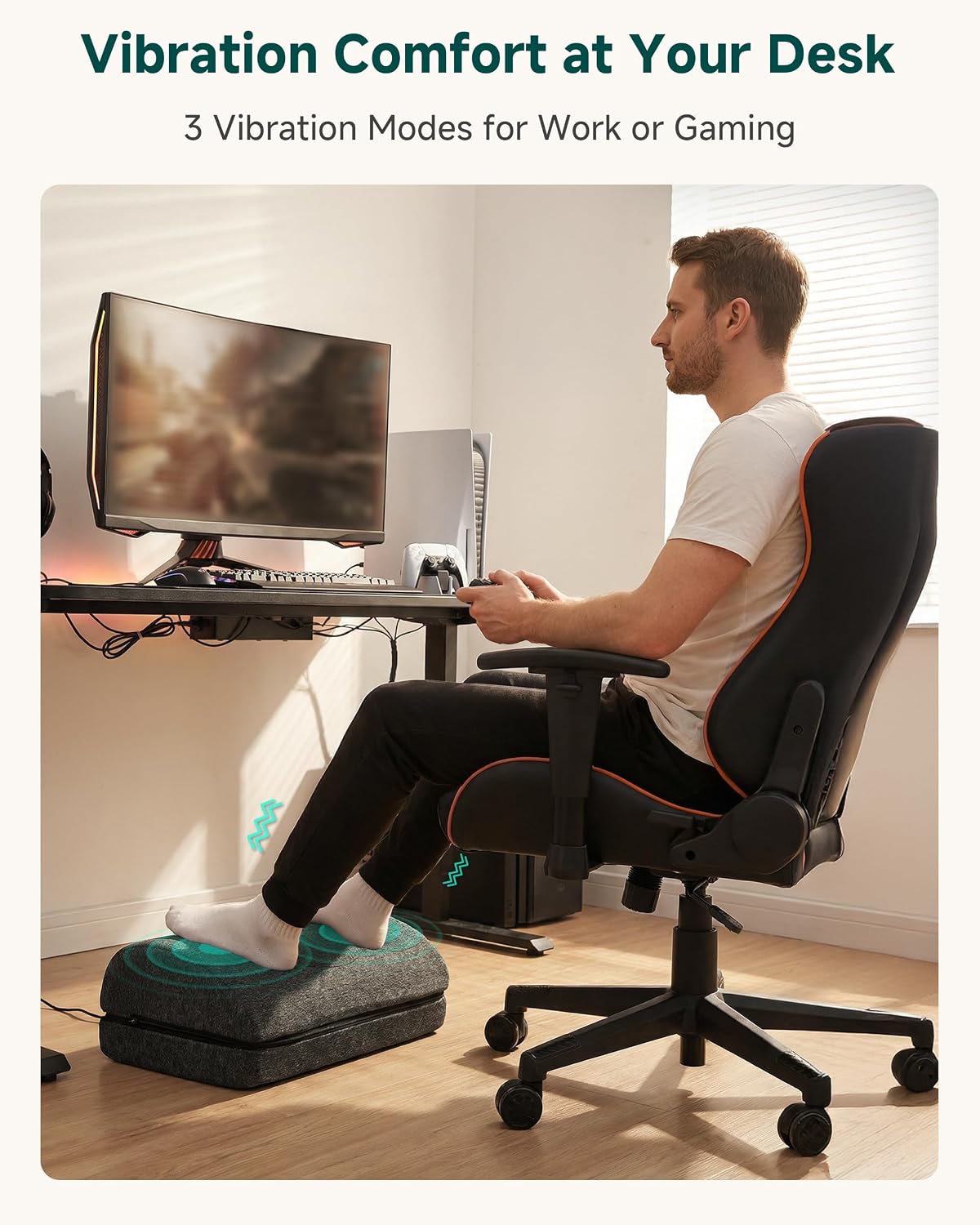 Snailax Heated Foot Rest Under Desk, Adjustable Height Foot Stool with Heat