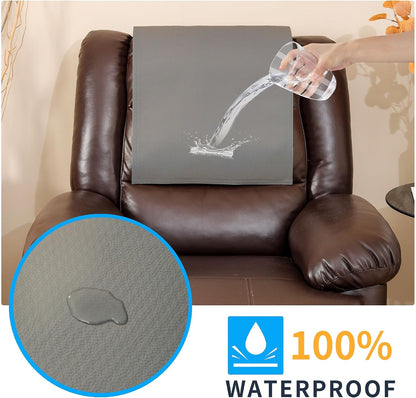 Non Slip Recliner Headrest Protector Washable Faux Leather Headrest Covers for Recliner Chair Waterproof Couch Head Rest Covers for Sofa,Furniture,Office Chair,Theater Seat