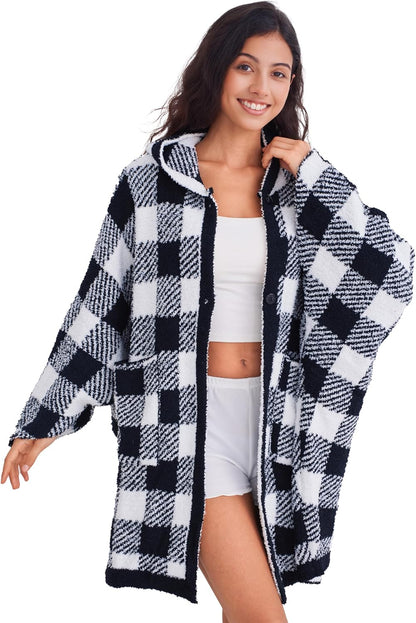 WDCOZY Wearable Blanket Hoodie Poncho Throw Comfy Soft Warm Cape Shawl Cozy Cloak Wrap Hooded with Sleeves For Women Adults