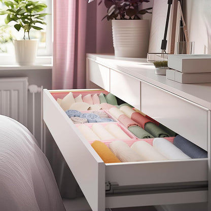 Drawer Organizer Clothes, 10 Pack Dresser Organizer for Baby Clothes, Underwear, Sock- Foldable Closet Organization and Storage Dividers Bins for Nursery, Bedroom (Beige)
