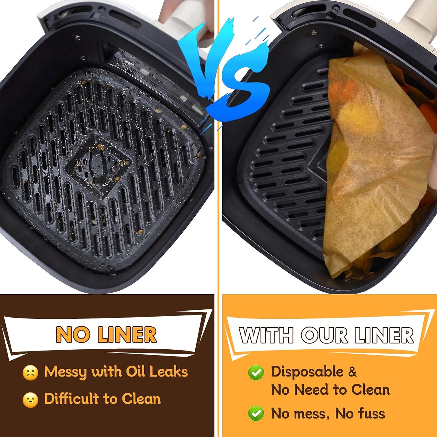 Air Fryer Liners, 8" Parchment Paper for 5-8 QT | Food-Grade Air Fryer Liners Disposable, Oil-Proof, Greaseproof for Baking, Roasting, Microwave Airfryer Baskets Accessories