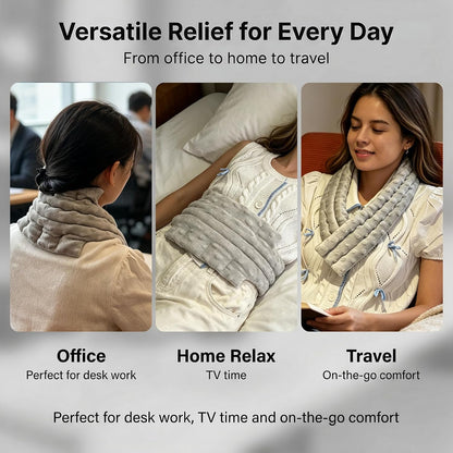 Heating Pad for Neck Shoulders and Back Microwavable – Natural Flaxseed, Multi-Chamber Even Heat, Reusable Hot Cold Compress for Muscle Soreness Relief.